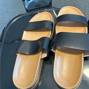 Madewell Black and Tan Minimalist Sandals
